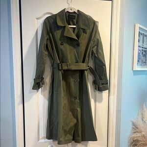 Ann Taylor Green Trench Coat with Belt